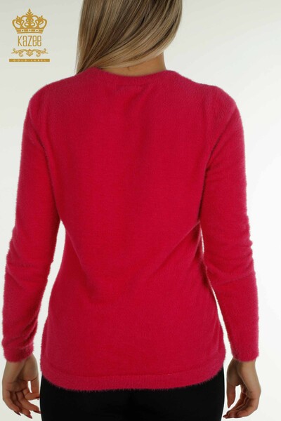 Wholesale Women's Knitwear Sweater Angora Basic Fuchsia - 30490 | KAZEE - Thumbnail
