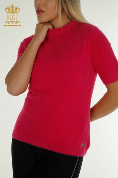 Wholesale Women's Knitwear Sweater Angora Basic Fuchsia - 30610 | KAZEE - Thumbnail