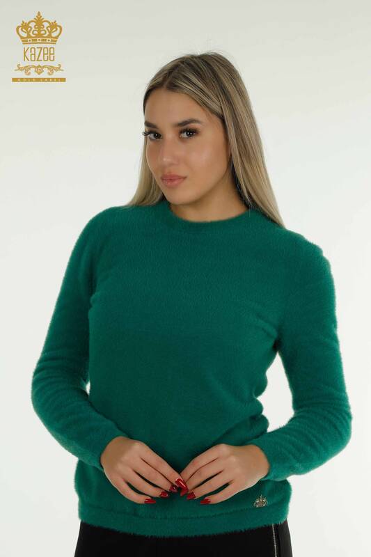 Wholesale Women's Knitwear Sweater Angora Basic Green - 30490 | KAZEE