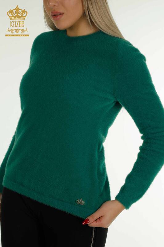 Wholesale Women's Knitwear Sweater Angora Basic Green - 30490 | KAZEE
