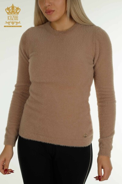 Wholesale Women's Knitwear Sweater Angora Basic Mink - 30490 | KAZEE - Thumbnail