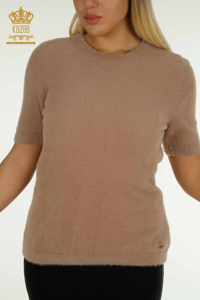 Wholesale Women's Knitwear Sweater Angora Basic Mink - 30589 | KAZEE - Thumbnail