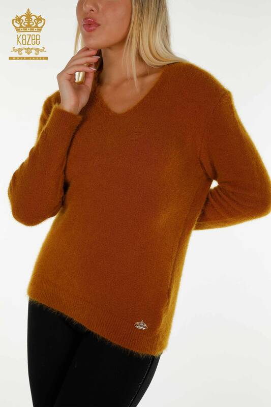 Wholesale Women's Knitwear Sweater Angora Basic Mustard - 18921 | KAZEE