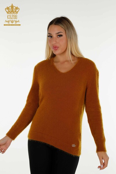 Wholesale Women's Knitwear Sweater Angora Basic Mustard - 18921 | KAZEE 
