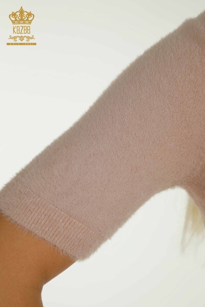 Wholesale Women's Knitwear Sweater Angora Basic Powder - 30610 | KAZEE - Thumbnail