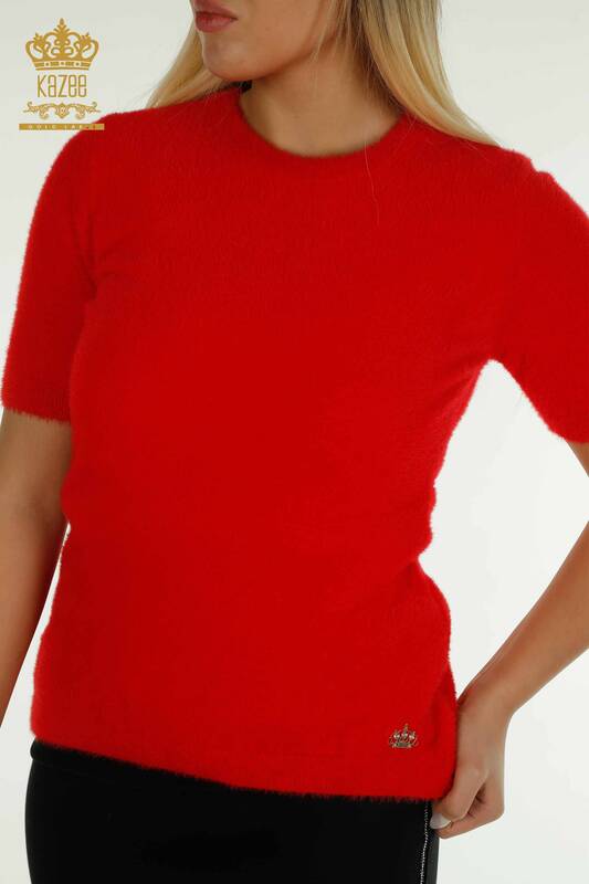 Wholesale Women's Knitwear Sweater Angora Basic Red - 30589 | KAZEE