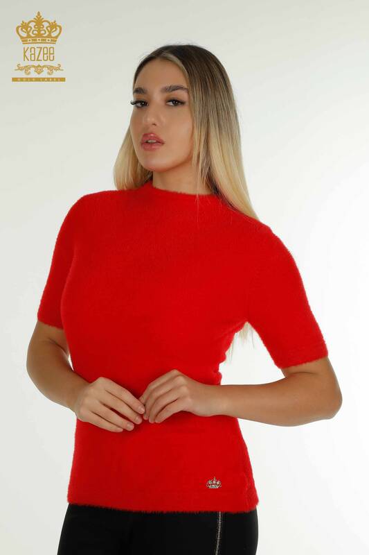Wholesale Women's Knitwear Sweater Angora Basic Red - 30610 | KAZEE