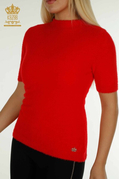 Wholesale Women's Knitwear Sweater Angora Basic Red - 30610 | KAZEE - Thumbnail