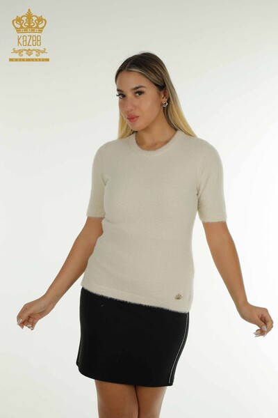 Wholesale Women's Knitwear Sweater Angora Basic Stone - 30589 | KAZEE - Thumbnail