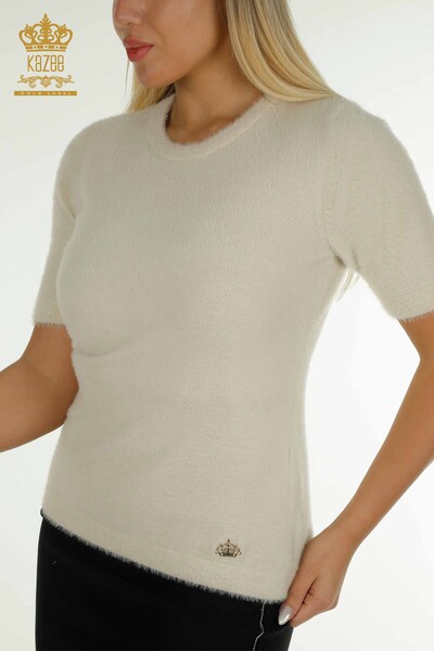 Wholesale Women's Knitwear Sweater Angora Basic Stone - 30589 | KAZEE - Thumbnail