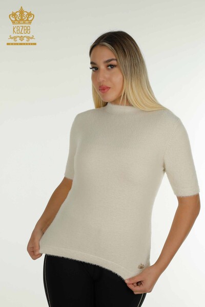 Wholesale Women's Knitwear Sweater Angora Basic Stone - 30610 | KAZEE - Thumbnail