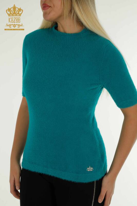 Wholesale Women's Knitwear Sweater Angora Basic Turquoise - 30610 | KAZEE
