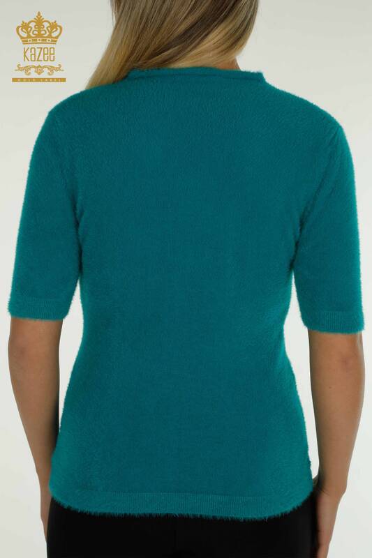 Wholesale Women's Knitwear Sweater Angora Basic Turquoise - 30610 | KAZEE