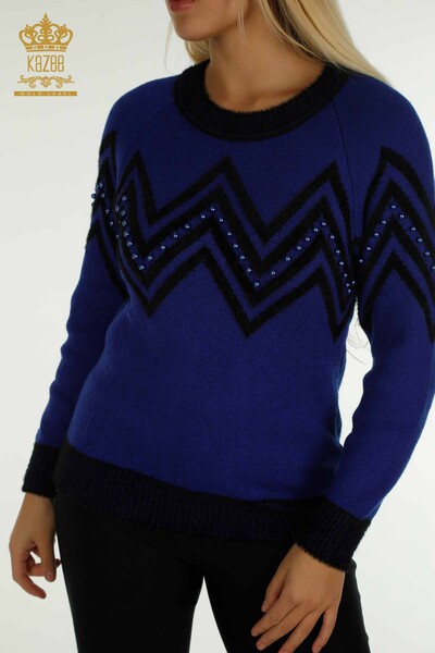 Wholesale Women's Knitwear Sweater Angora Bead Detailed Saks - 30232 | KAZEE - Thumbnail