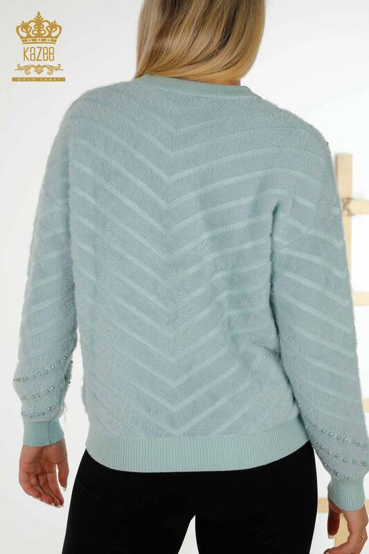 Wholesale Women's Knitwear Sweater - Angora - Bead Embroidered - Mint - 30189 | KAZEE