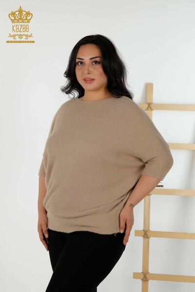 Wholesale Women's Knitwear Sweater - Angora - Beige - 30293 | KAZEE - Thumbnail
