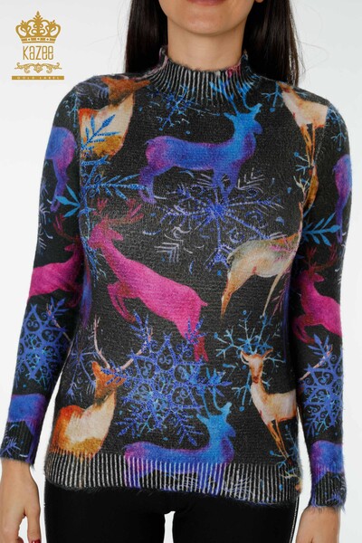Wholesale Women's Knitwear Sweater Angora Black - 18969 | KAZEE - Thumbnail