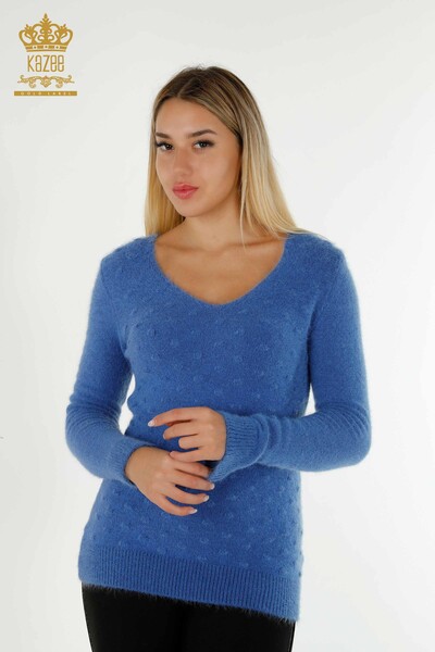 Wholesale Women's Knitwear Sweater Angora Blue - 18474 | KAZEE - Thumbnail