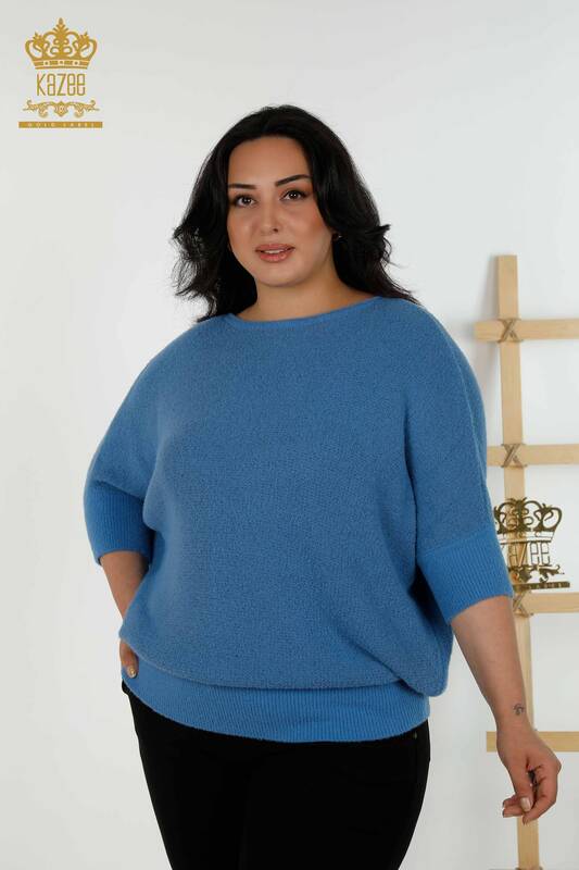 Wholesale Women's Knitwear Sweater - Angora - Blue - 30293 | KAZEE
