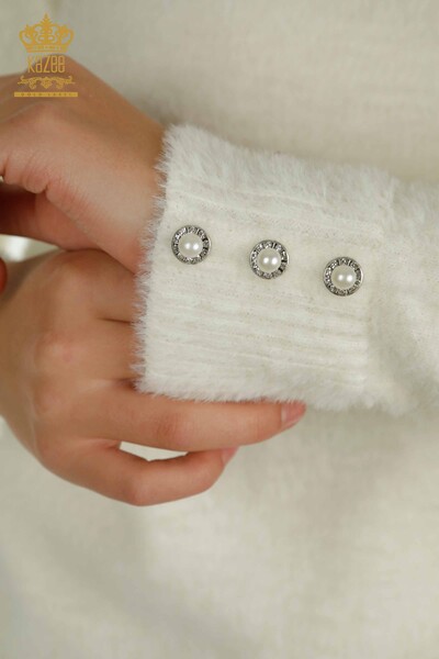 Wholesale Women's Knitwear Sweater Angora Button Detailed Ecru - 30667 | KAZEE - Thumbnail