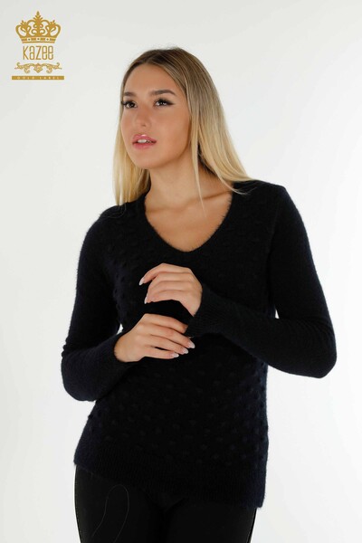 Wholesale Women's Knitwear Sweater Angora Dark Navy Blue - 18474 | KAZEE - Thumbnail