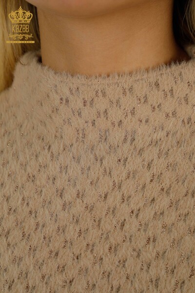 Wholesale Women's Knitwear Sweater Angora Detailed Beige - 30446 | KAZEE - Thumbnail