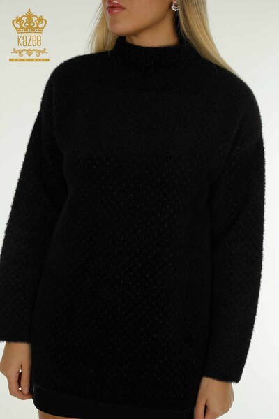 Wholesale Women's Knitwear Sweater Black with Angora Detail - 30446 | KAZEE - Thumbnail