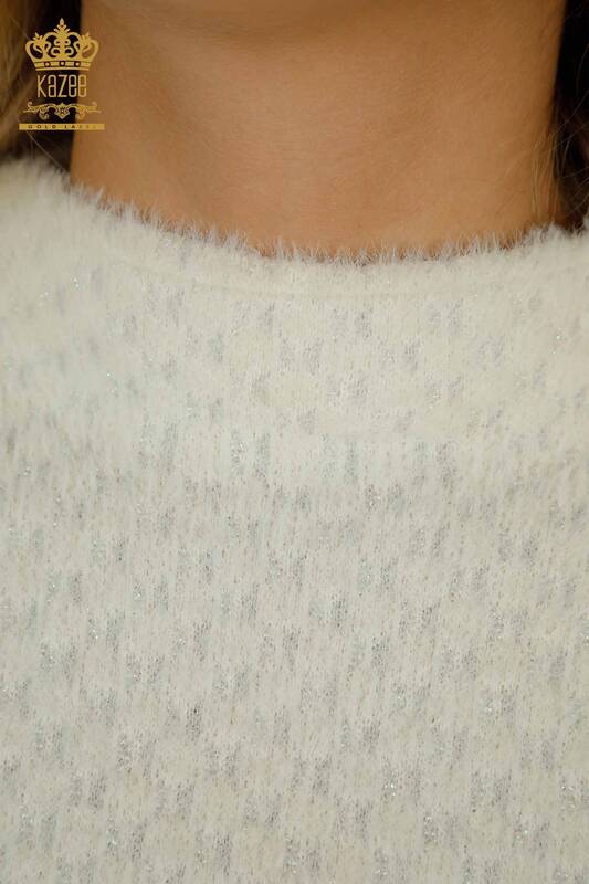 Wholesale Women's Knitwear Sweater Angora Detailed Ecru - 30446 | KAZEE