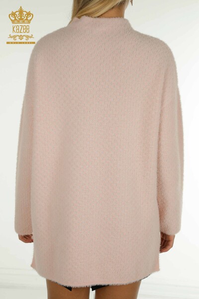 Wholesale Women's Knitwear Sweater Angora Detailed Pink - 30446 | KAZEE - Thumbnail