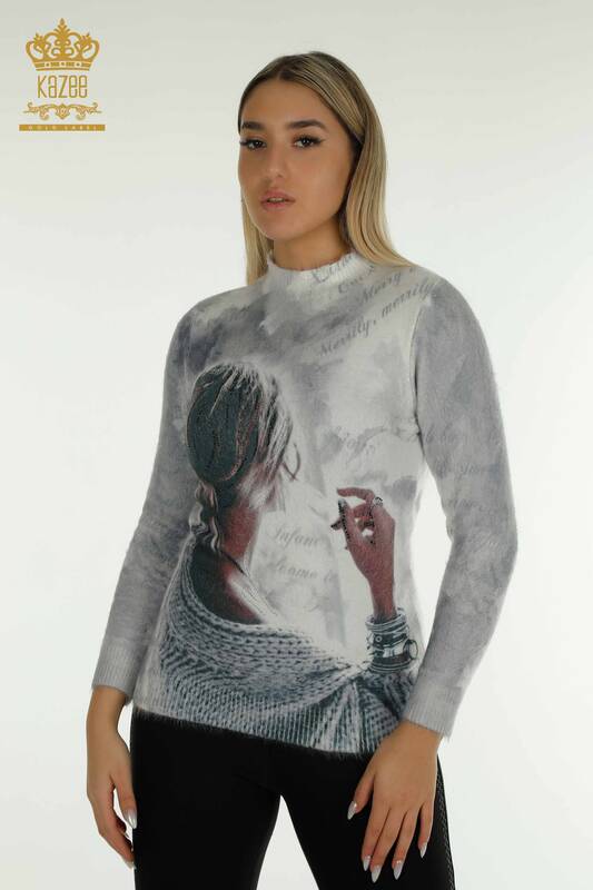 Wholesale Women's Knitwear Sweater Angora Digital - 40031 | KAZEE