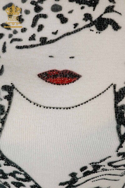 Wholesale Women's Knitwear Sweater Angora Digital Print Pattern - 18924 | KAZEE - Thumbnail
