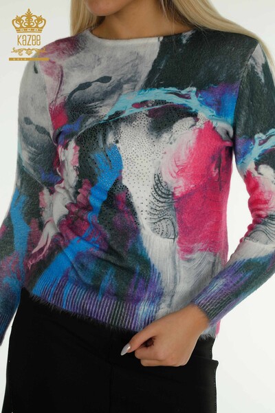 Kazee - Wholesale Women's Knitwear Sweater Angora Digital Printed - 40039 | KAZEE (1)