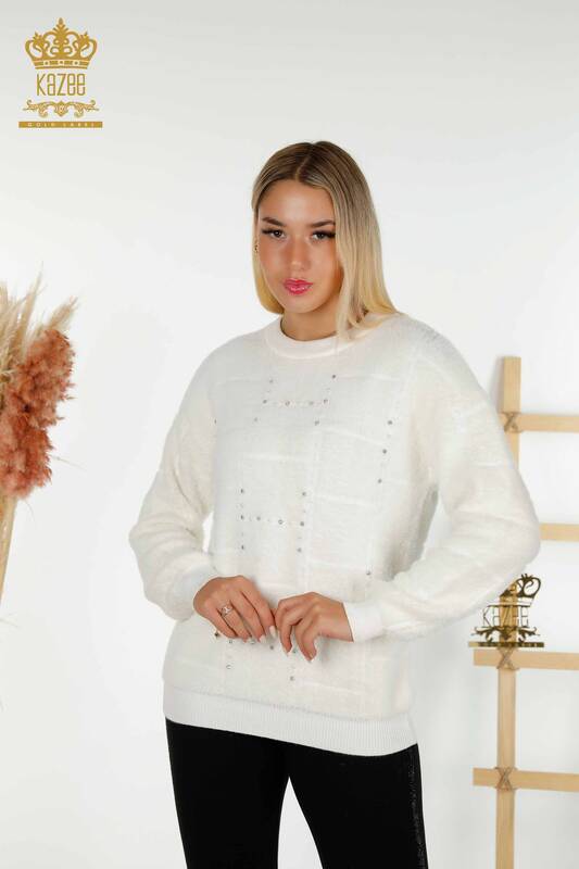 Wholesale Women's Knitwear Sweater - Angora - Ecru - 30209 | KAZEE