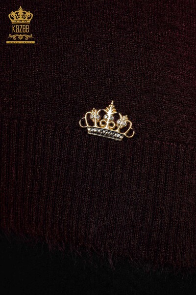 Wholesale Women's Knitwear Sweater Angora Turtleneck Logo Plum - 12046 | KAZEE - 4