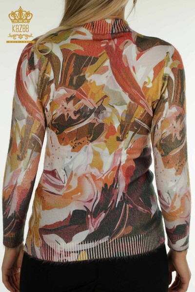 Wholesale Women's Knitwear Sweater Angora Flower Patterned Digital - 40043 | KAZEE - Thumbnail