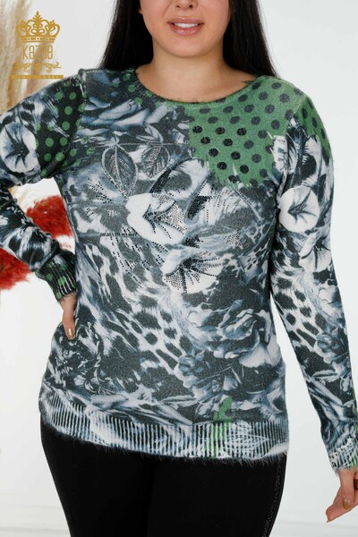 Wholesale Women's Knitwear Sweater Angora Green - 16000 | KAZEE - Thumbnail
