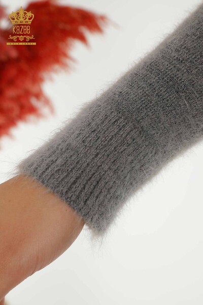 Wholesale Women's Knitwear Sweater Angora Gray Melange - 18474 | KAZEE - Thumbnail
