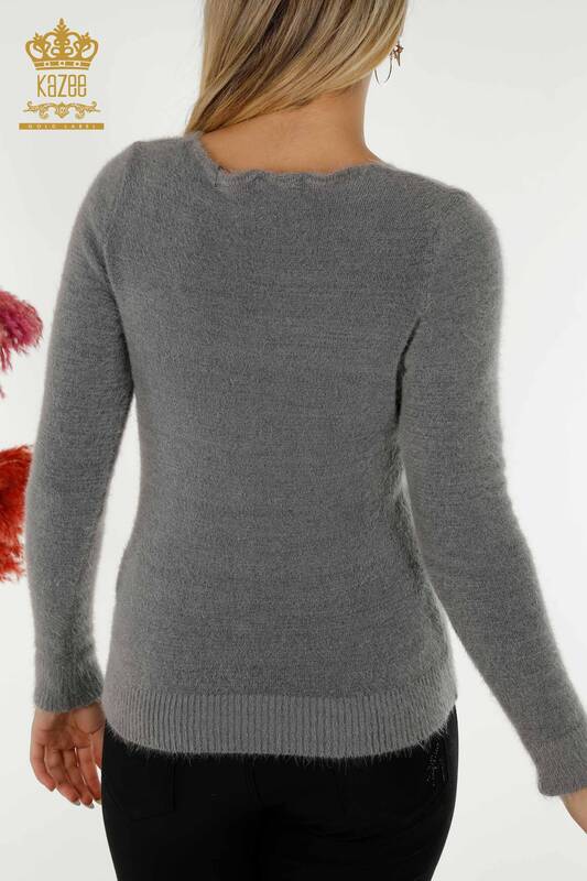 Wholesale Women's Knitwear Sweater Angora Gray Melange - 18474 | KAZEE