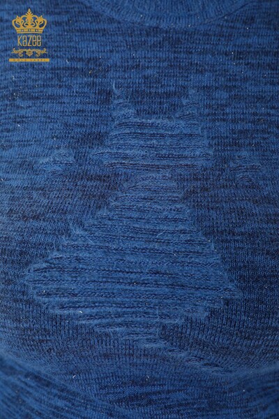 Wholesale Women's Knitwear Sweater Angora Stand Collar Blue - 19071 | KAZEE - Thumbnail (2)