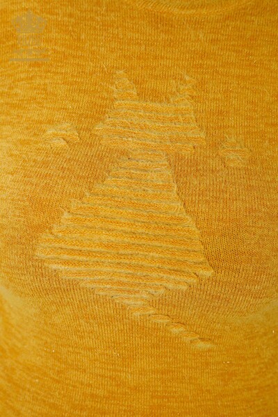 Wholesale Women's Knitwear Sweater Angora Standing Collar Saffron - 19071 | KAZEE - Thumbnail (2)