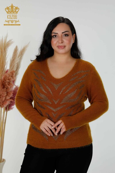 Wholesale Women's Knitwear Sweater Angora Mustard - 16994 | KAZEE - Thumbnail
