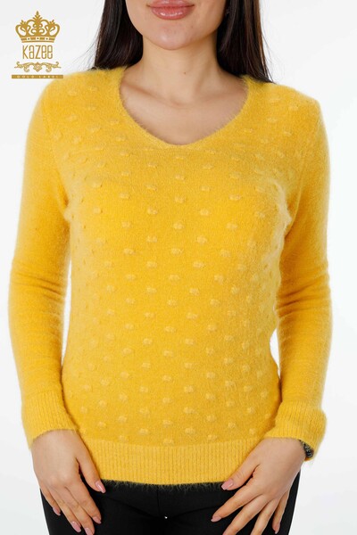 Wholesale Women's Knitwear Sweater Angora Mustard - 18474 | KAZEE - Thumbnail