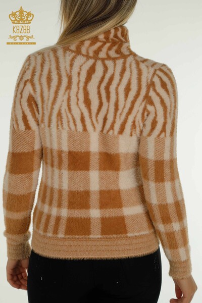 Wholesale Women's Knitwear Sweater Angora Patterned Beige - 30320 | KAZEE - Thumbnail