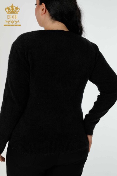 Wholesale Women's Knitwear Sweater Angora Patterned Black - 16995 | KAZEE - Thumbnail