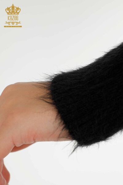 Wholesale Women's Knitwear Sweater Angora Patterned Black - 18990 | KAZEE - 6