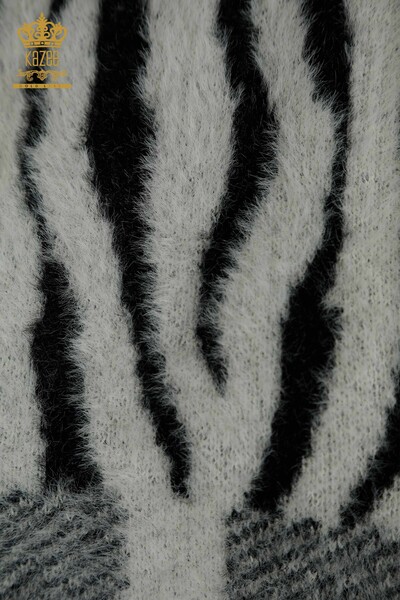 Wholesale Women's Knitwear Sweater Angora Patterned Black - 30320 | KAZEE - Thumbnail