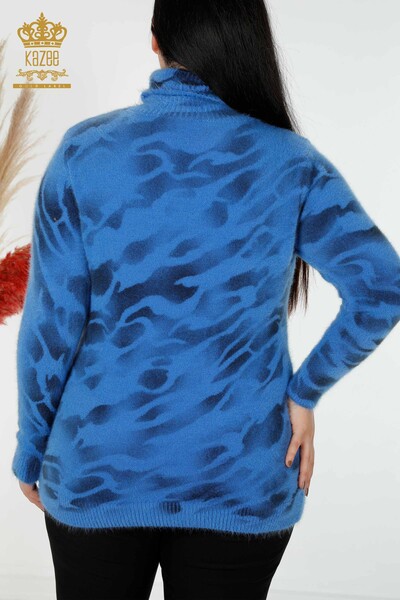 Wholesale Women's Knitwear Sweater Angora Patterned Blue - 18990 | KAZEE - 7