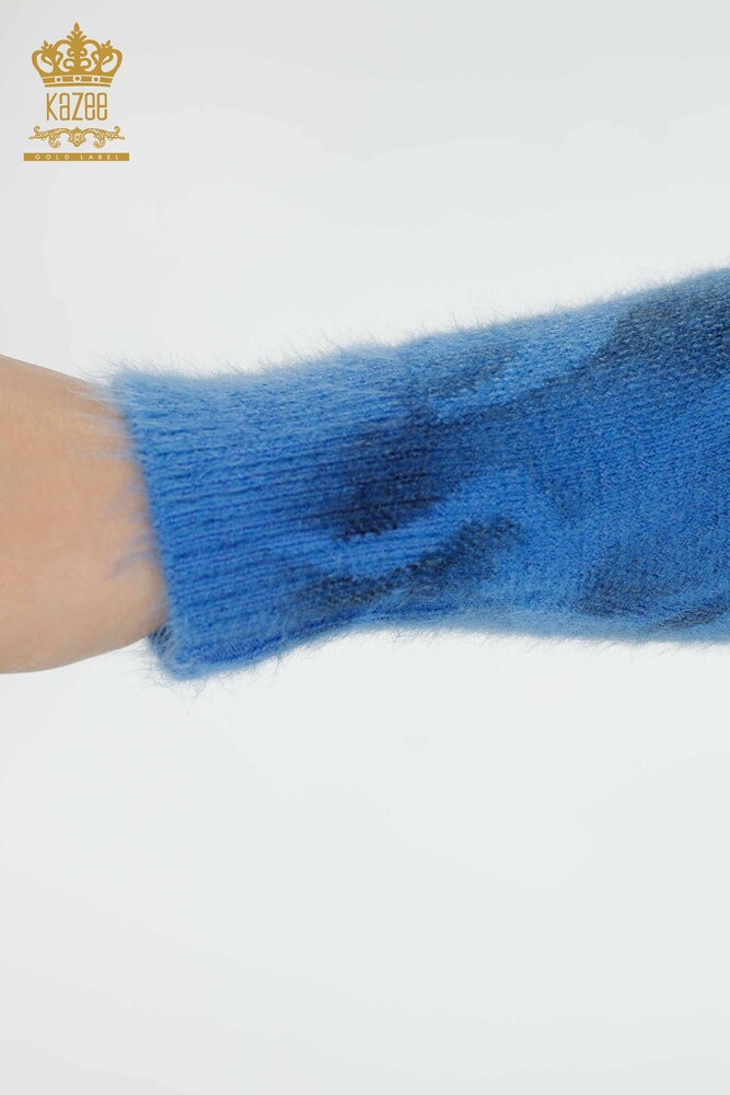 Wholesale Women's Knitwear Sweater Angora Patterned Blue - 18991 | KAZEE - 6