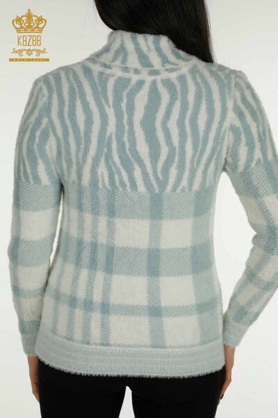 Wholesale Women's Knitwear Sweater Angora Patterned Mint - 30320 | KAZEE - Thumbnail