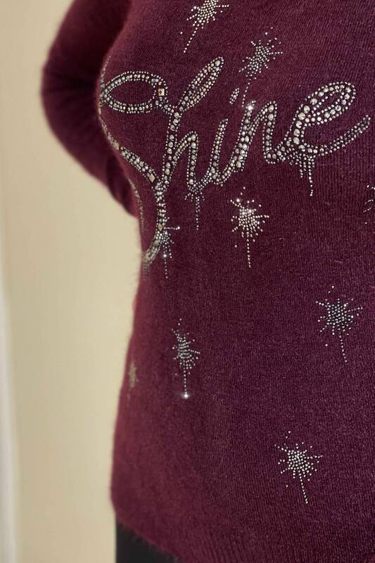 Wholesale Women's Knitwear Sweater Angora Patterned Turtleneck - 18798 | KAZEE